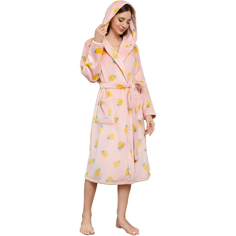 Full Length Fleece Hooded Bathrobe