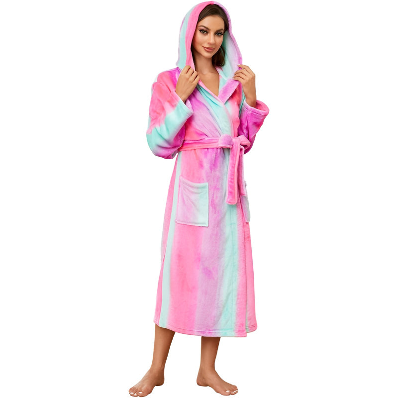 Full Length Fleece Hooded Bathrobe