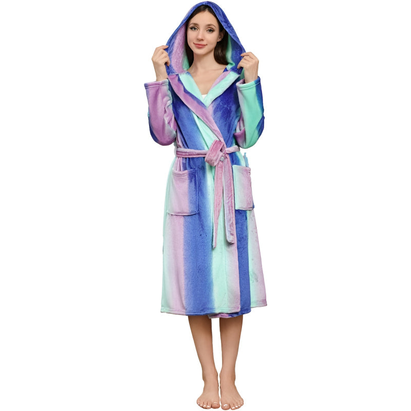 Full Length Fleece Hooded Bathrobe