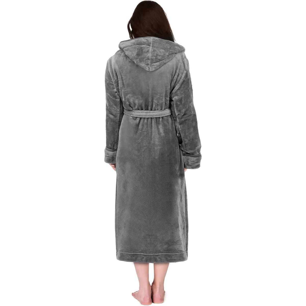 Hooded Fleece Flannel Plush Robe With Pockets