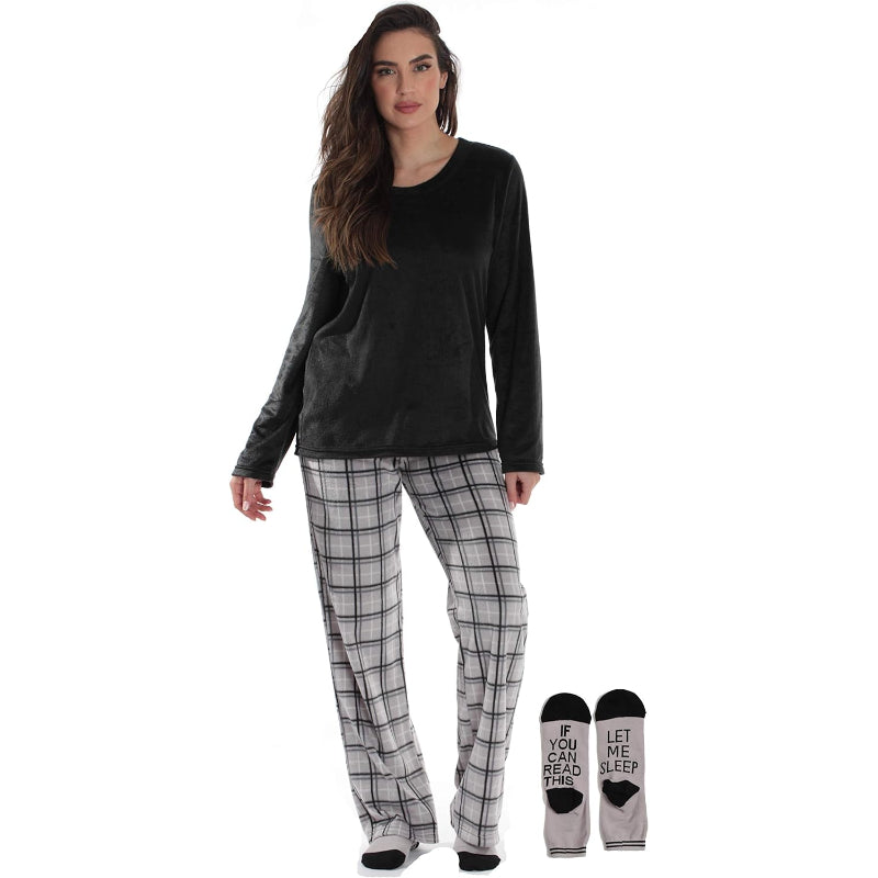 Plaid Pajama Set With Matching Socks