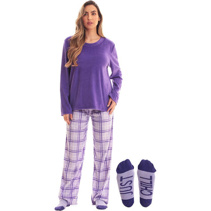 Plaid Pajama Set With Matching Socks