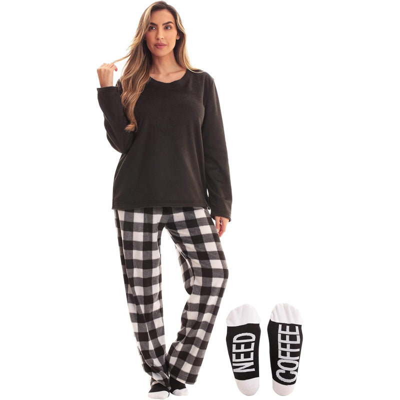 Plaid Pajama Set With Matching Socks