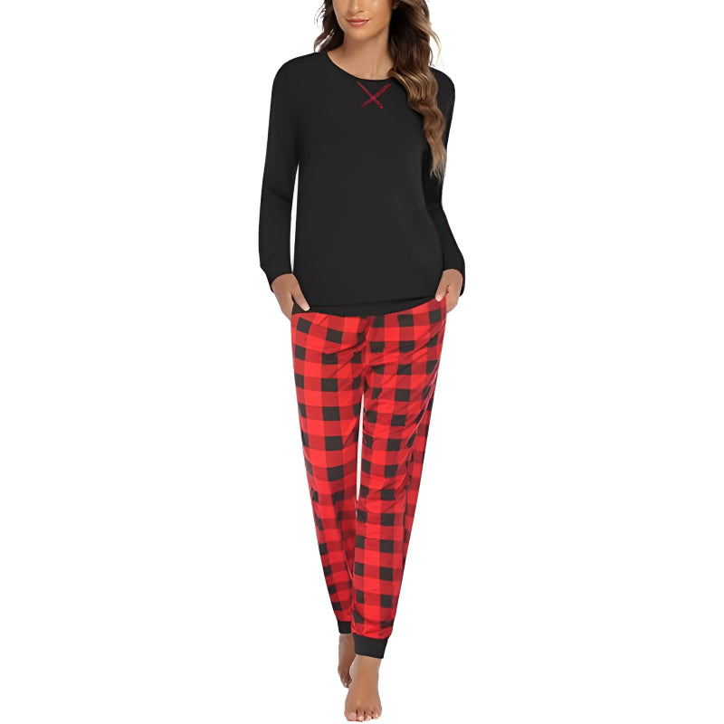 Plaid Print Button Up Pajama Set