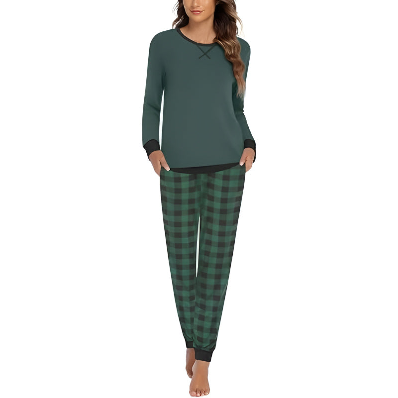 Plaid Print Button Up Pajama Set