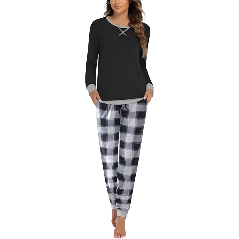 Plaid Print Button Up Pajama Set