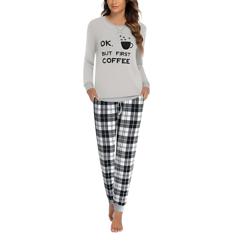 Plaid Print Button Up Pajama Set