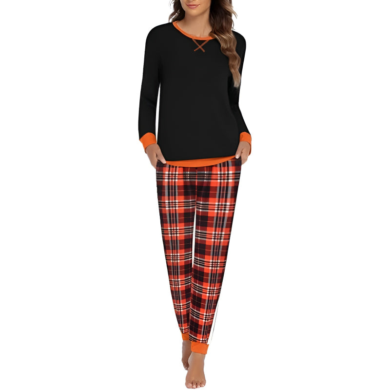 Plaid Print Button Up Pajama Set