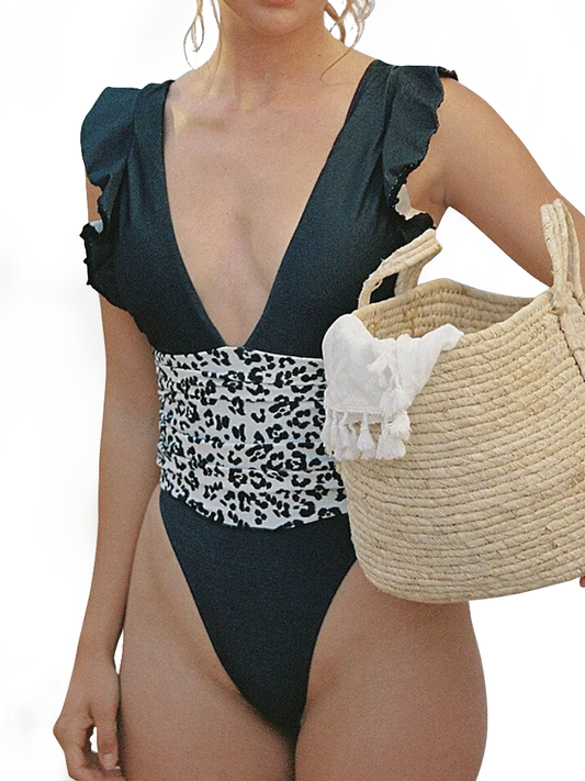 Deep V Women Ruffle  Monokini