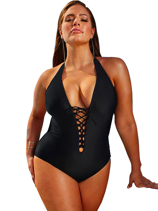 Plus Size Halter Push Up Monokini