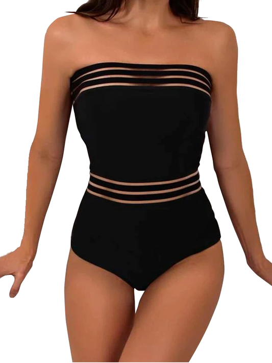 Mesh Patchwork One Piece Swimsuit