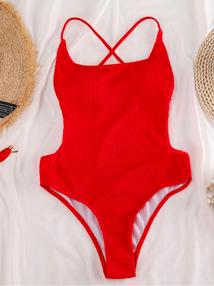 Cross Backless One Piece Swimsuit