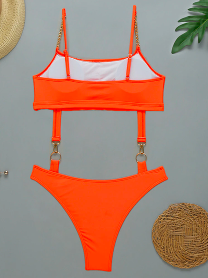 Chain Hollow Out One Piece Swimsuit