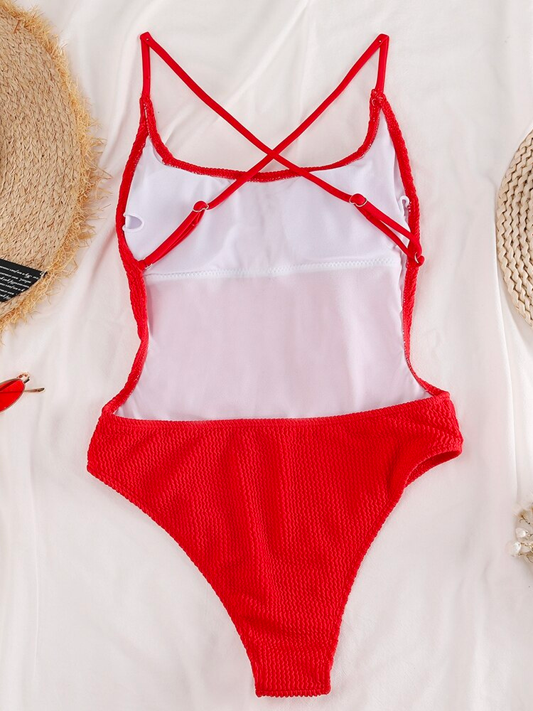 Cross Backless One Piece Swimsuit