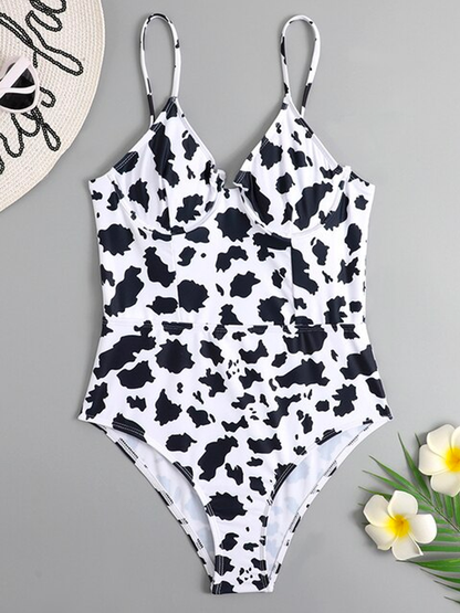 Leaf Print One Piece Swimsuit