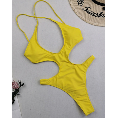 Solid Hollow Out Monokini