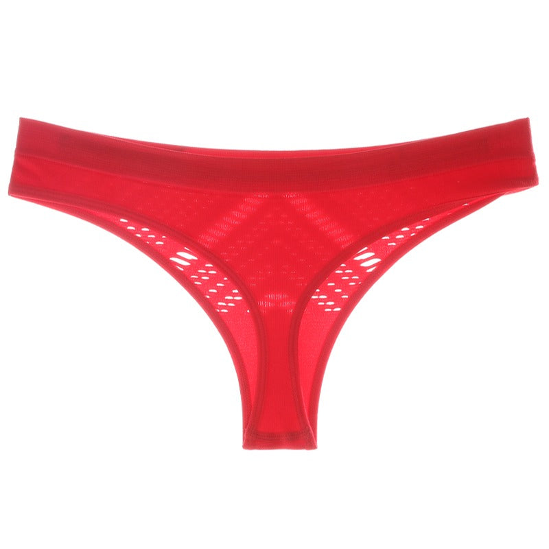 Hollow Out Mesh Thong For Women