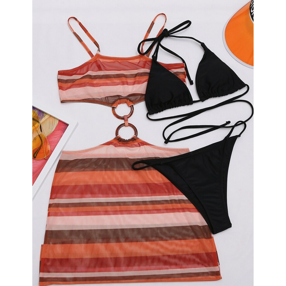 Striped Print Swimwear Multicolor