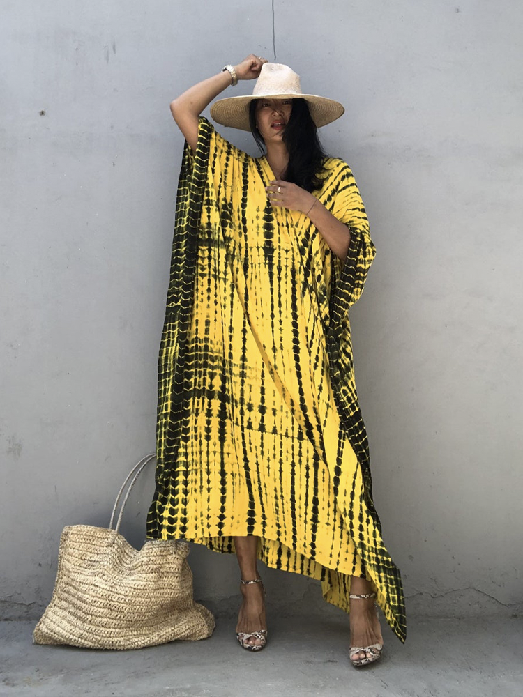 Striped Bohemian Cape Tunic For Kaftan