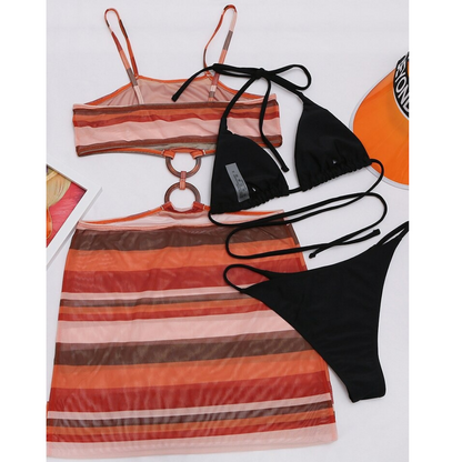 Striped Print Swimwear Multicolor