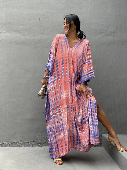 Striped Bohemian Cape Tunic For Kaftan