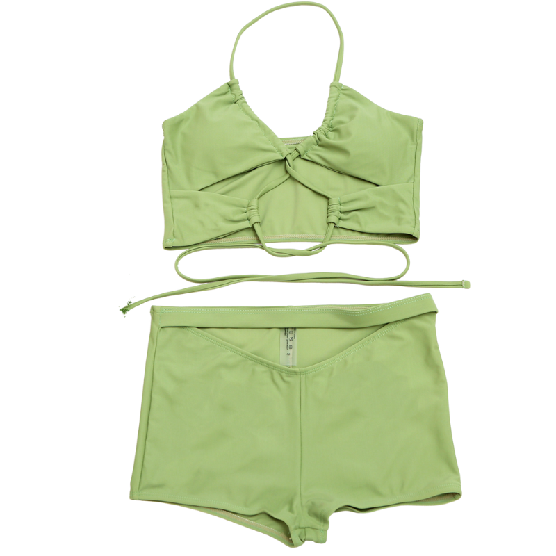 Peek-a-Boo Halter Neck Top With Shorts Swimsuit