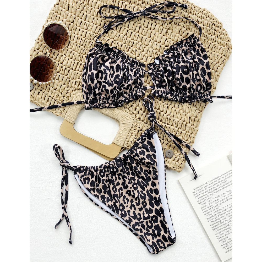 Leopard Print Low-Waisted Bikini