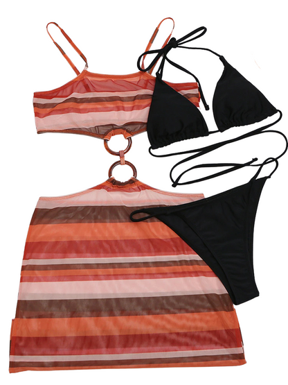 Striped Center Ring 3piece Bikini