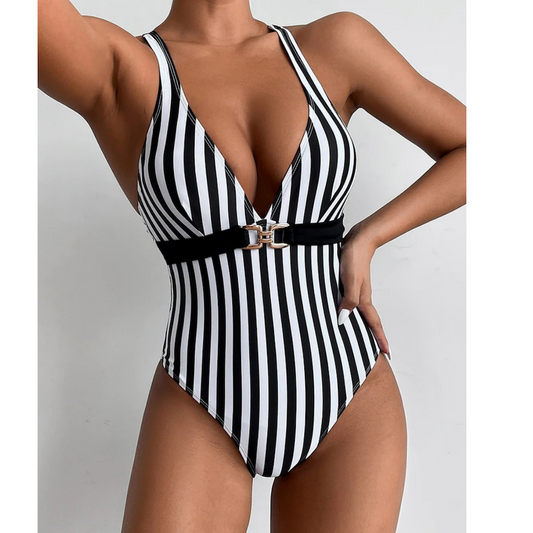 Striped Print Swimsuit