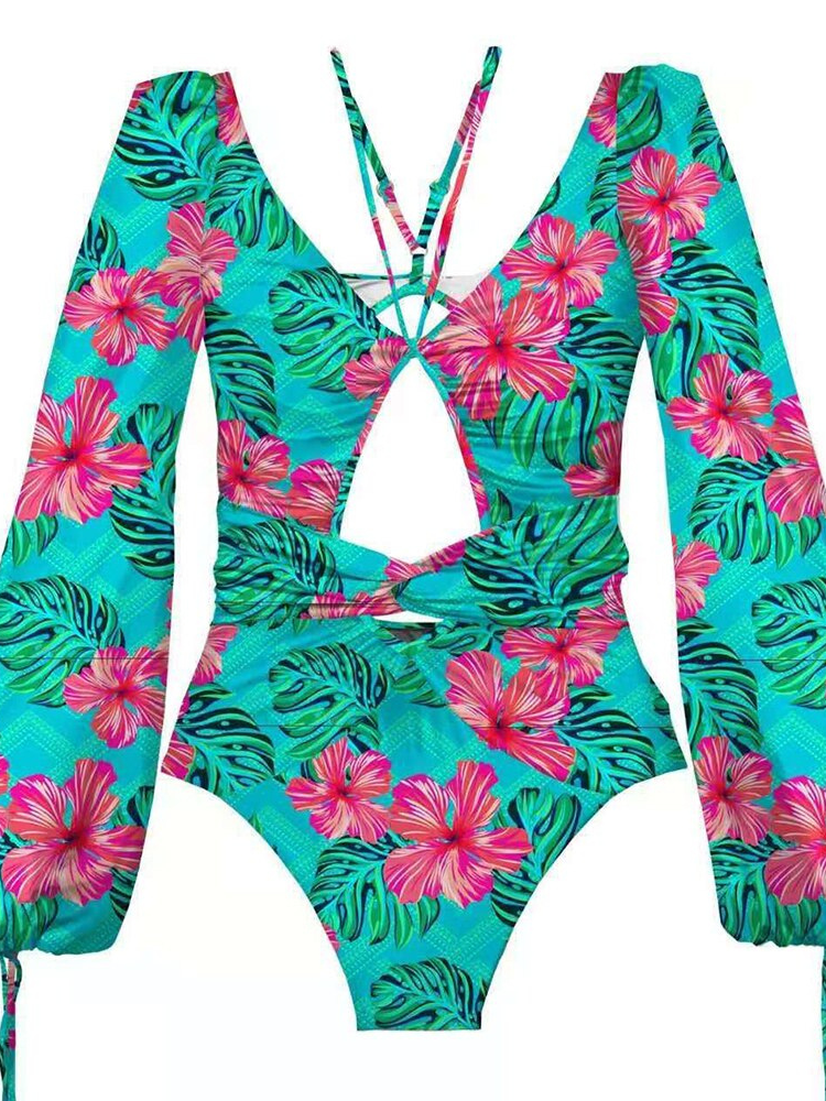 Long Sleeve Printed Swimwear