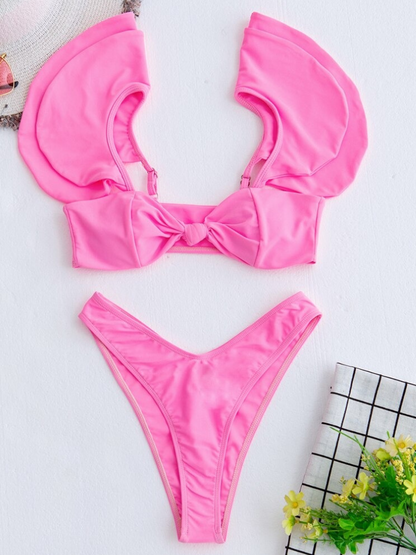 Ruffle Two Pieces Knot Bikini