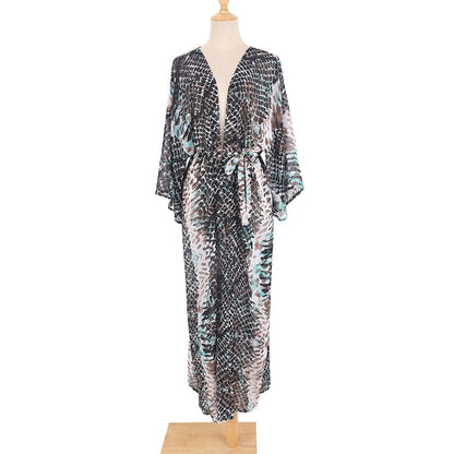 Chiffon Snake Skin Print Bikini Cover Up