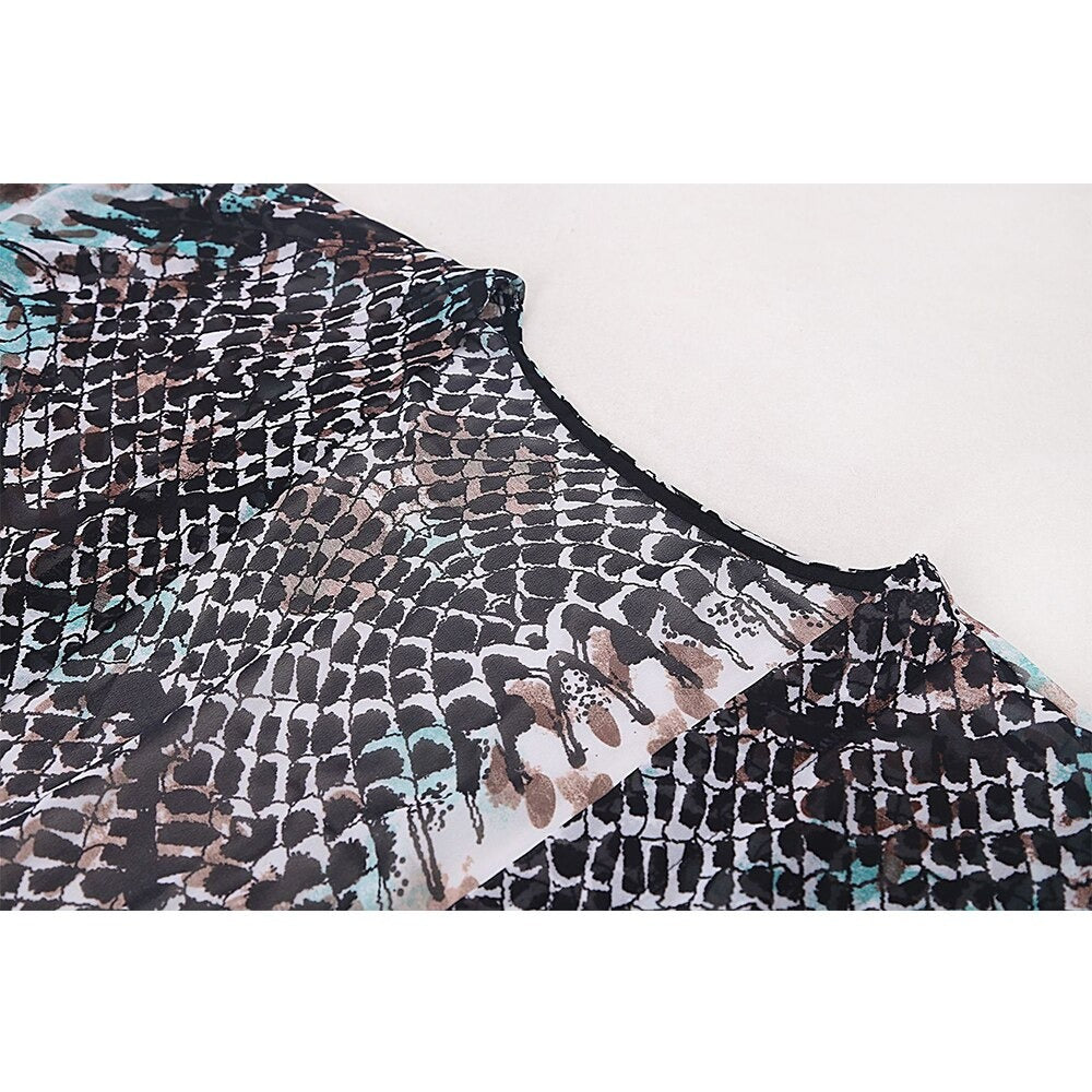 Chiffon Snake Skin Print Bikini Cover Up