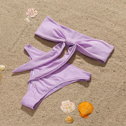 High Waist Bandeau Women Bow-Knot Bikini