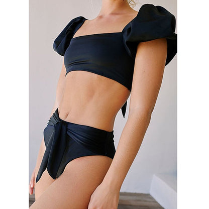 New Puff Sleeve High Waist Bikini Set