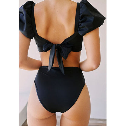 New Puff Sleeve High Waist Bikini Set