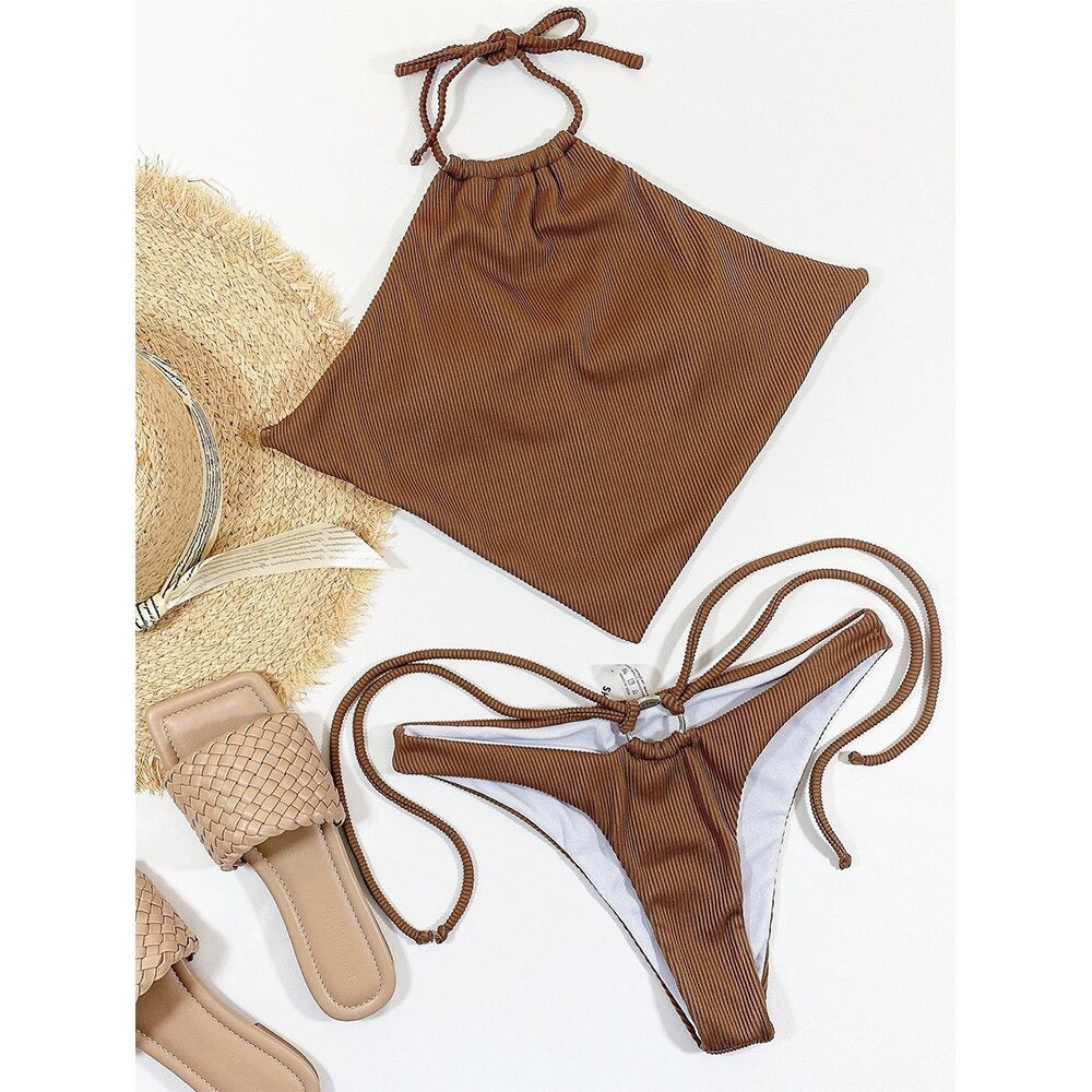 Strapless High Waist Two-Piece Bikini Set