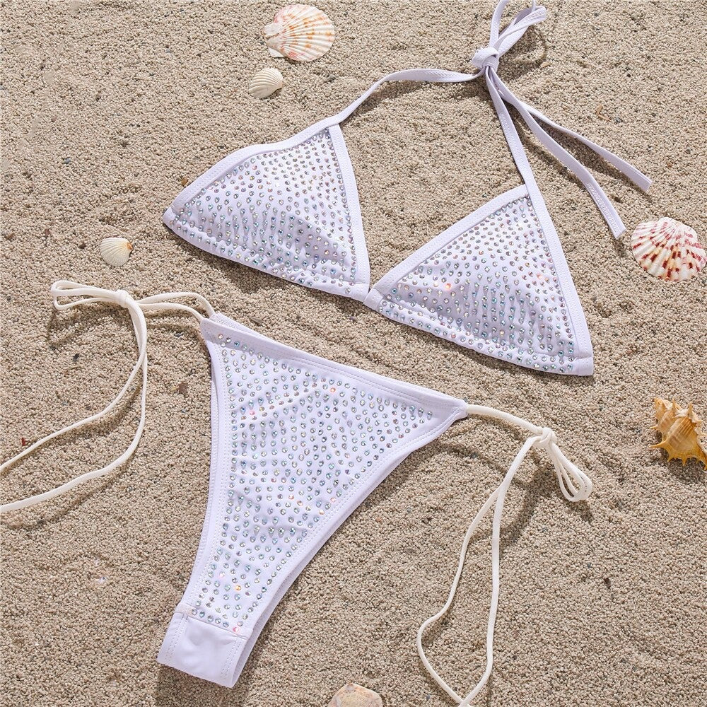 Diamond Crystal Bandage Bikini Set