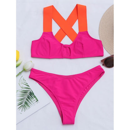 Two Pieces Cross Backless Bikini Set