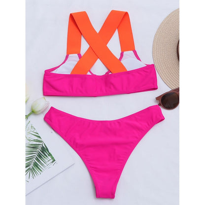 Two Pieces Cross Backless Bikini Set