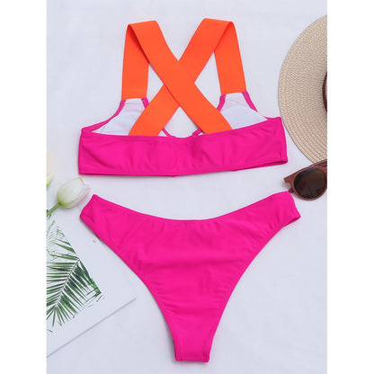 Two Pieces Cross Backless Bikini