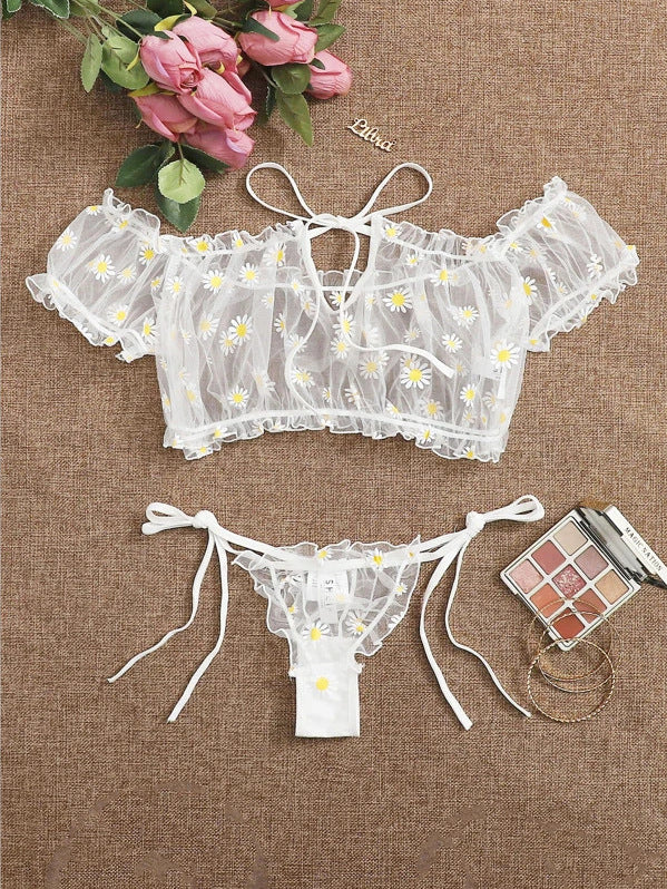 Dainty Two-Piece Daisy Lingerie