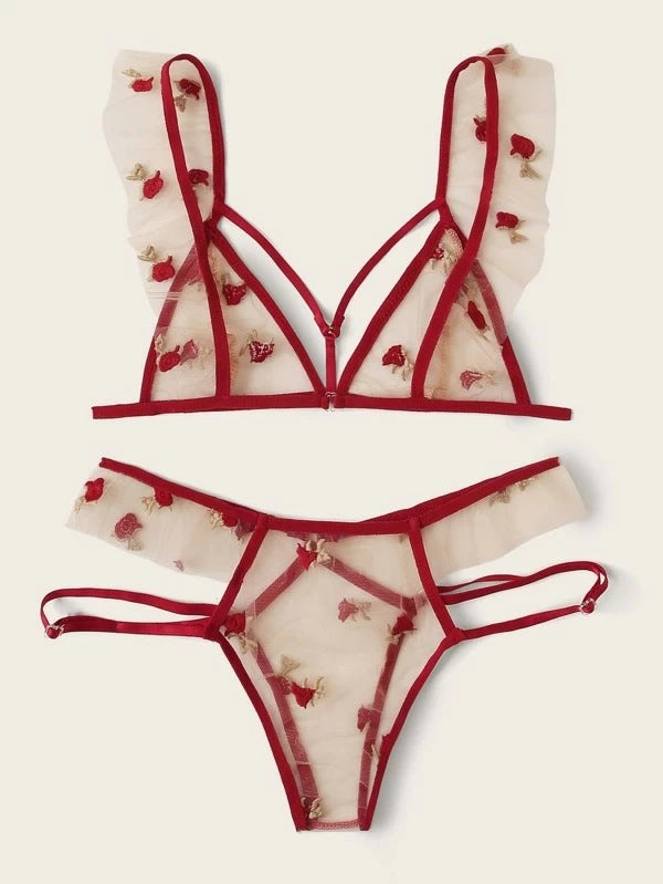 Gorgeous Red Dot Lace Lingerie