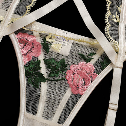 Floral Embroidered Lace Mesh Underwear