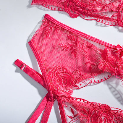 Delicate Embroidered Roses Underwear