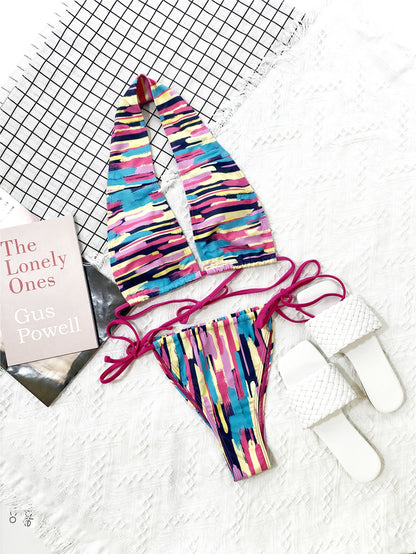 Colorful Striped Two-Piece Bikini