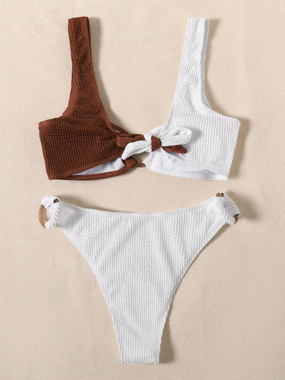 White and Brown Two-Piece Bikini