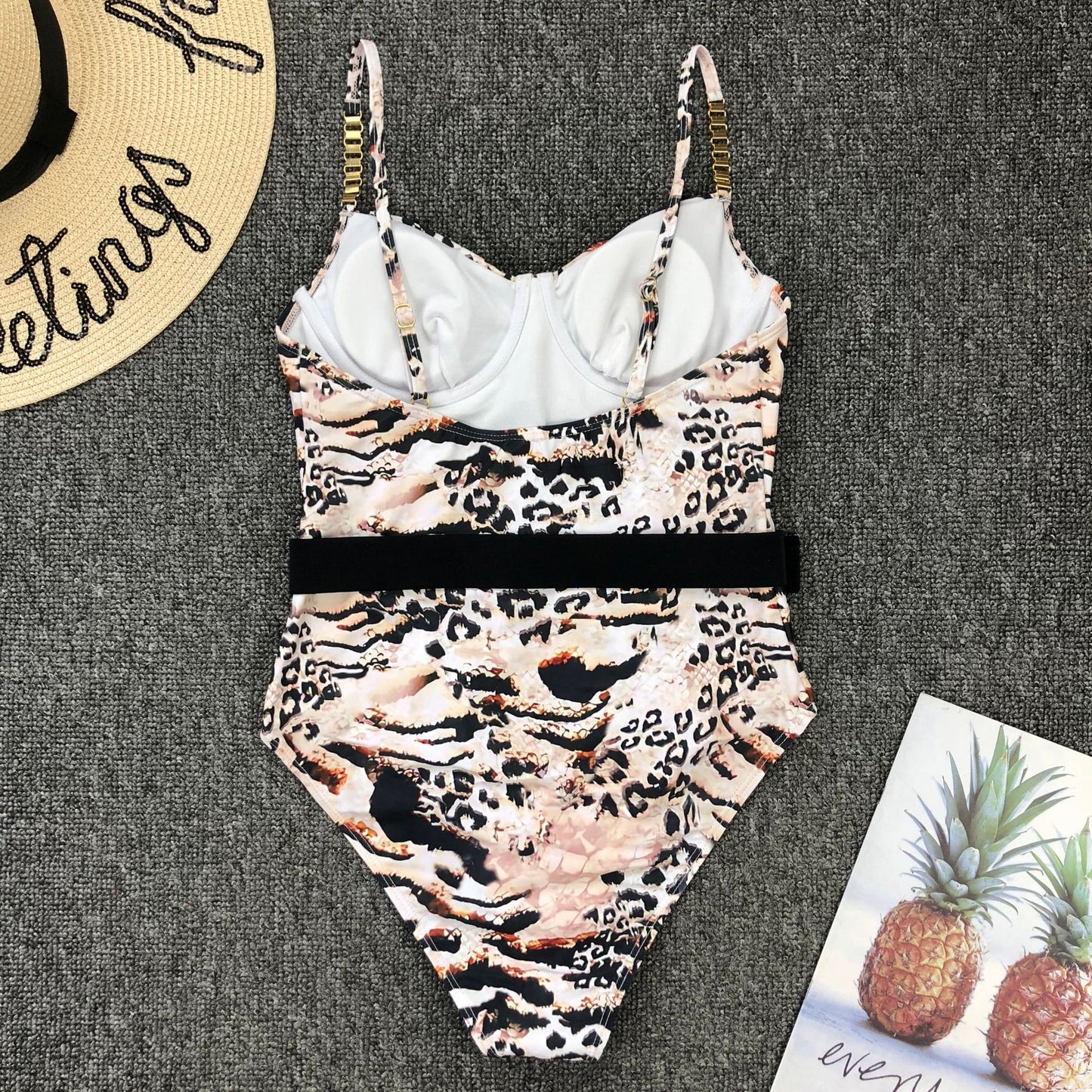 Waist Buckle Metal One-Piece Bikini