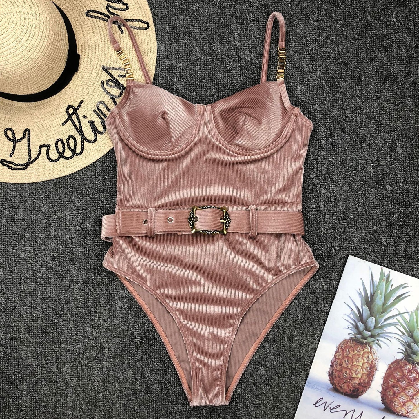 Waist Buckle Metal One-Piece Bikini