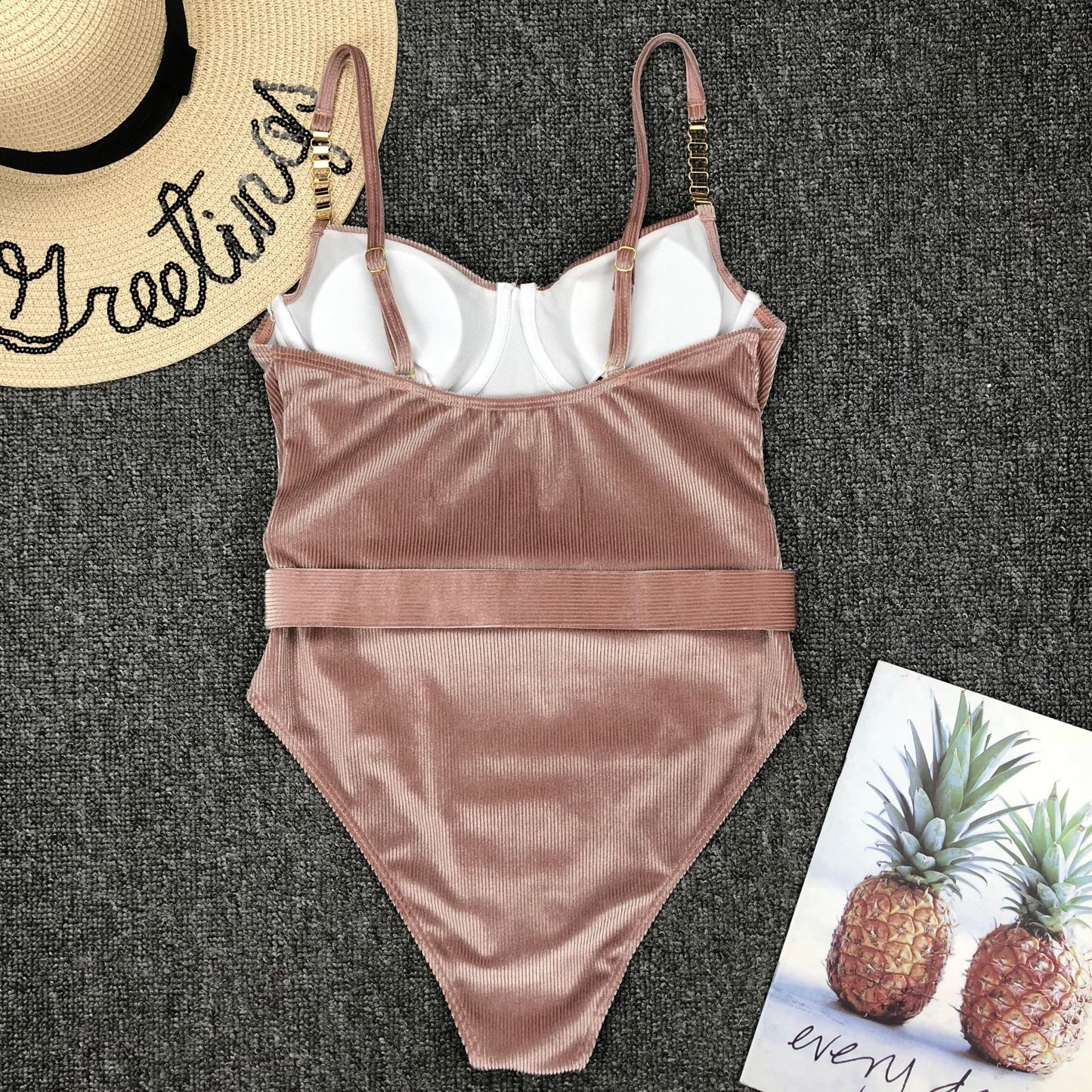 Waist Buckle Metal One-Piece Bikini